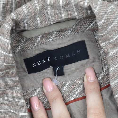 Next Women Brown Striped Suit Jacket, Size 10