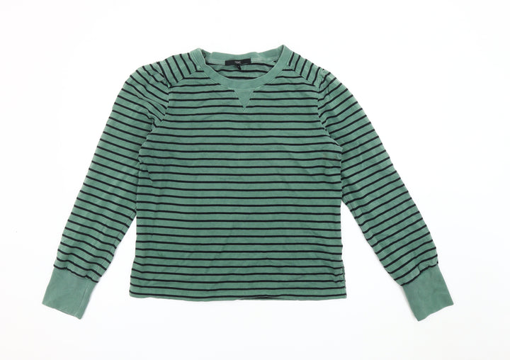 Next Men's Green Striped Pullover Sweatshirt, Medium