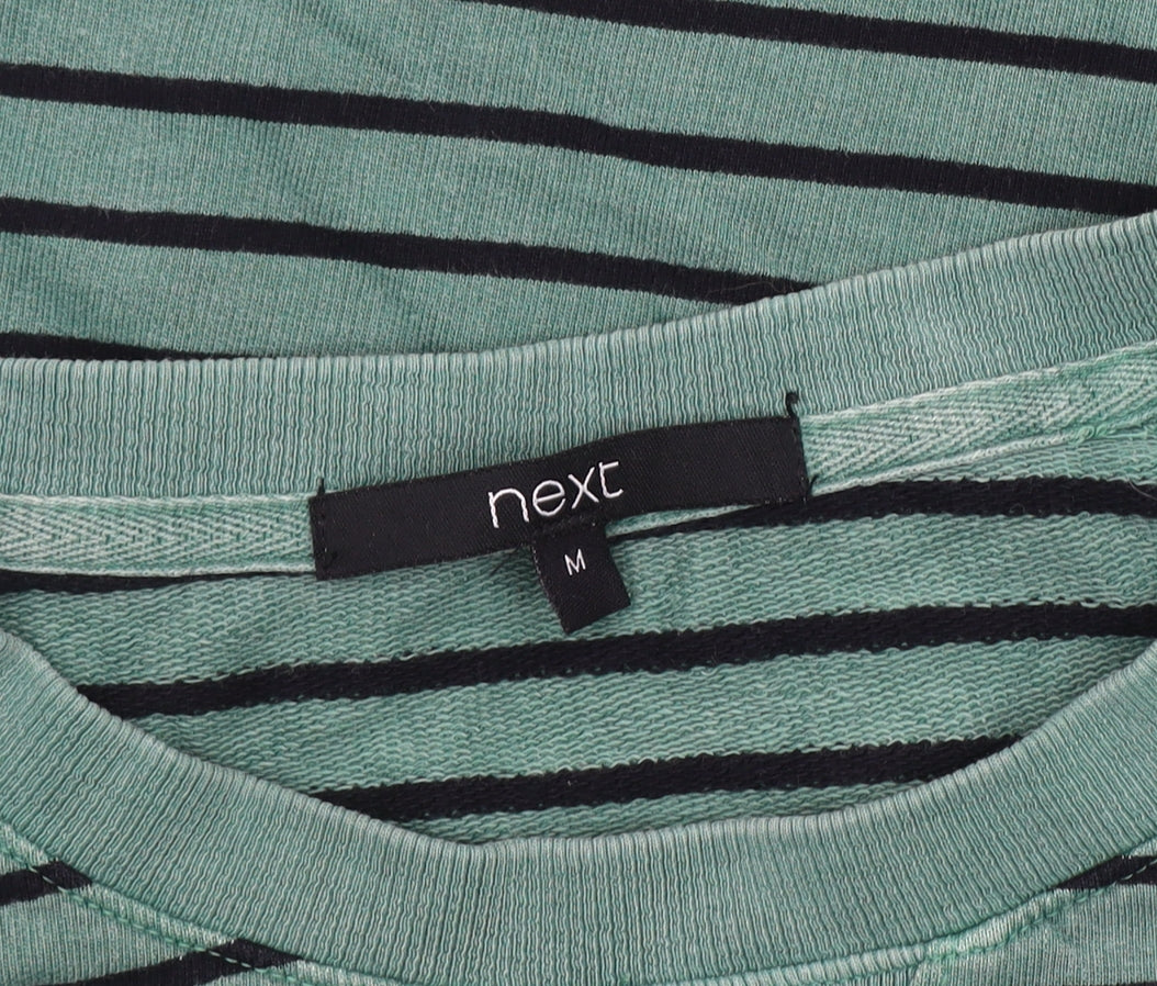 Next Men's Green Striped Pullover Sweatshirt, Medium