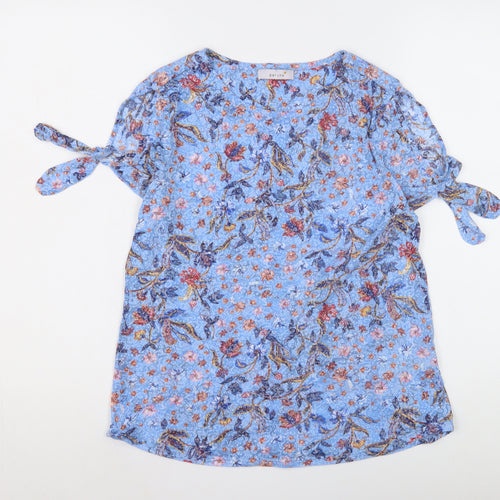 Marks and Spencer Women's Blue Floral Blouse, Size 12