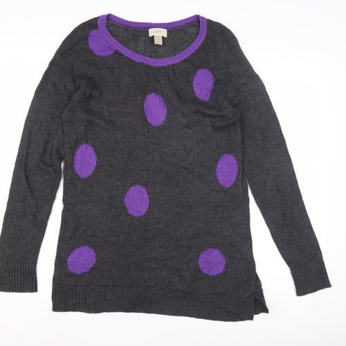 LOFT Women's Grey Polka Dot Pullover Jumper M