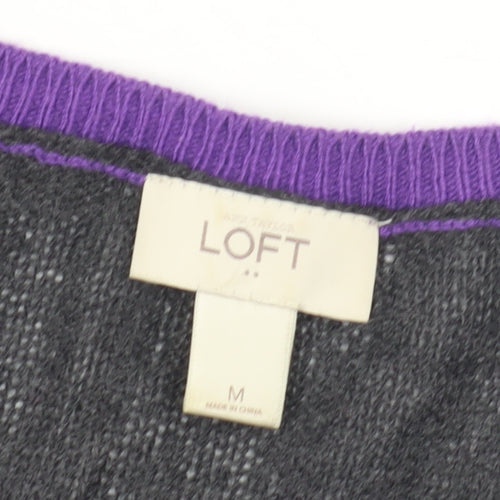LOFT Women's Grey Polka Dot Pullover Jumper M