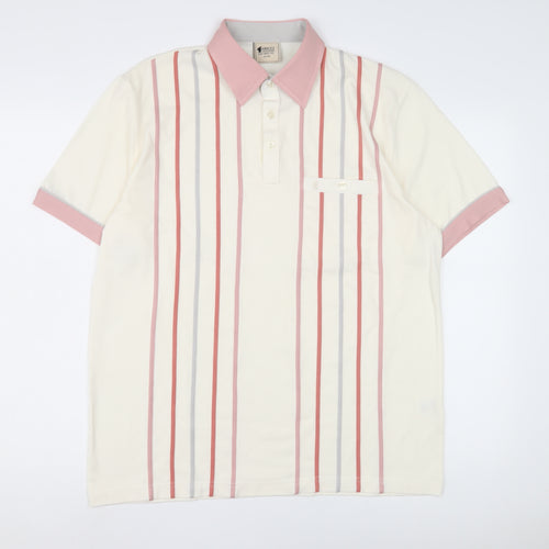 Gabicci Collezione Men's Polo, Ivory, Medium, Striped