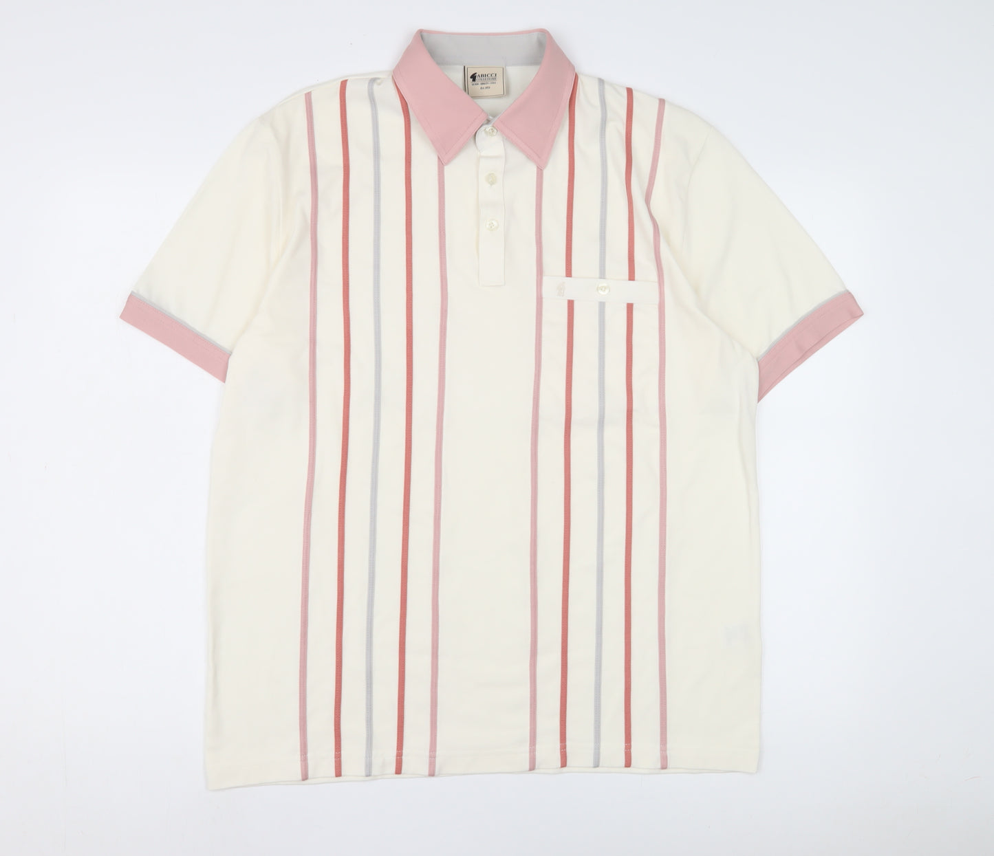Gabicci Collezione Men's Polo, Ivory, Medium, Striped
