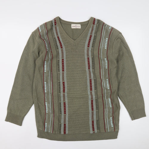 Carabou Menswear Green V-Neck Pullover Jumper M