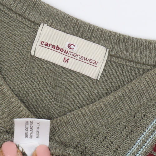 Carabou Menswear Green V-Neck Pullover Jumper M