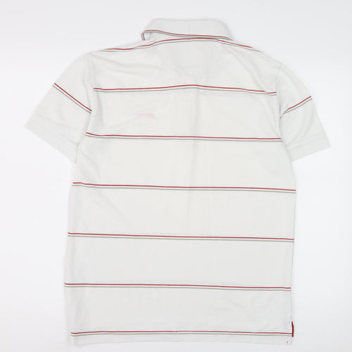 Slazenger Men's White Striped Polo Shirt S