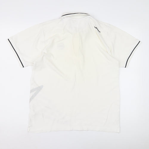 Umbro Men's White Short Sleeve Polo - Medium