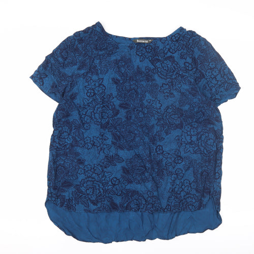 Bonmarché Women's Blue Floral Short Sleeve Top, Size 20