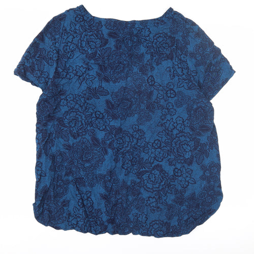 Bonmarché Women's Blue Floral Short Sleeve Top, Size 20