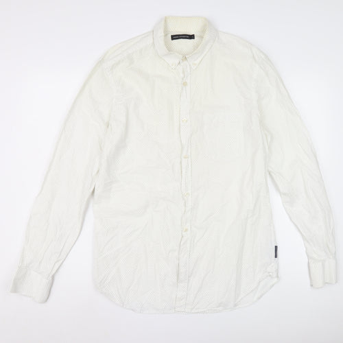 French Connection Men's Ivory Shirt L, Button-Up