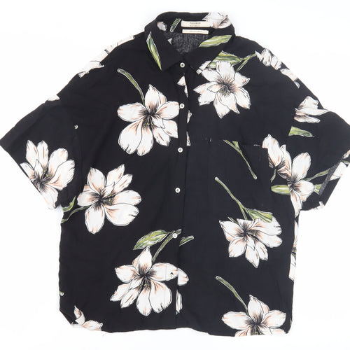Pull&Bear Black Floral Unisex Shirt - Size S