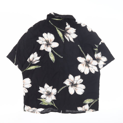 Pull&Bear Black Floral Unisex Shirt - Size S