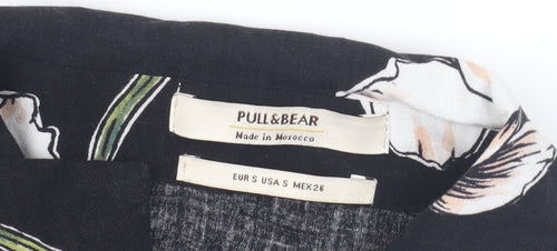 Pull&Bear Black Floral Unisex Shirt - Size S