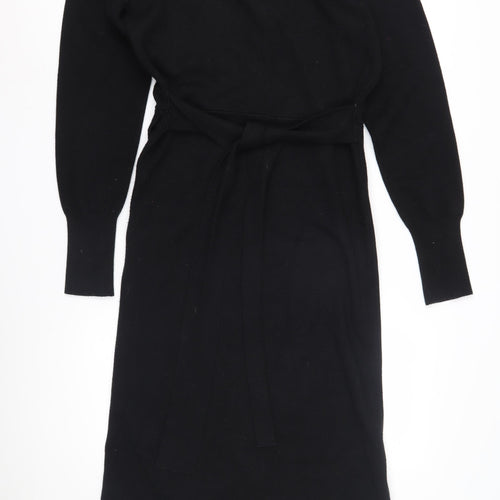 River Island Women's Black Shirt Dress S, Belted Knit