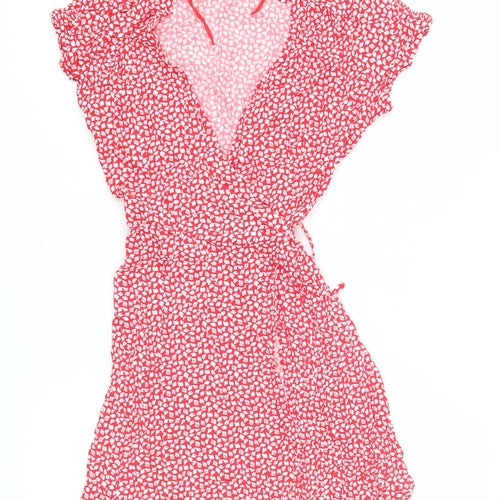 & Other Stories Women's Red Wrap Dress, Size 10, Floral, Short
