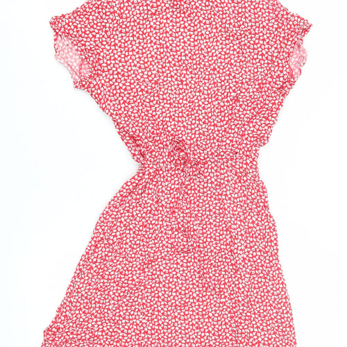 & Other Stories Women's Red Wrap Dress, Size 10, Floral, Short