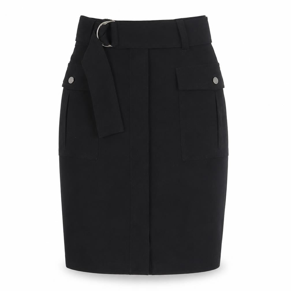 H&M Women's Black Pencil Skirt Size 6 with Buckle Accent