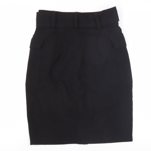 H&M Women's Black Pencil Skirt Size 6 with Buckle Accent
