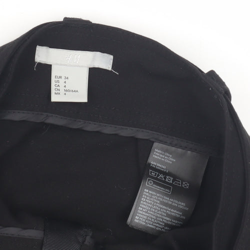 H&M Women's Black Pencil Skirt Size 6 with Buckle Accent