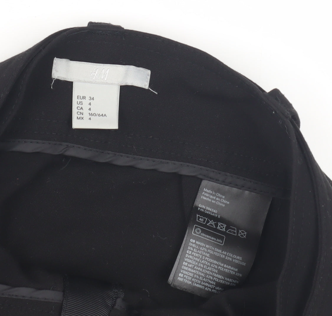 H&M Women's Black Pencil Skirt Size 6 with Buckle Accent