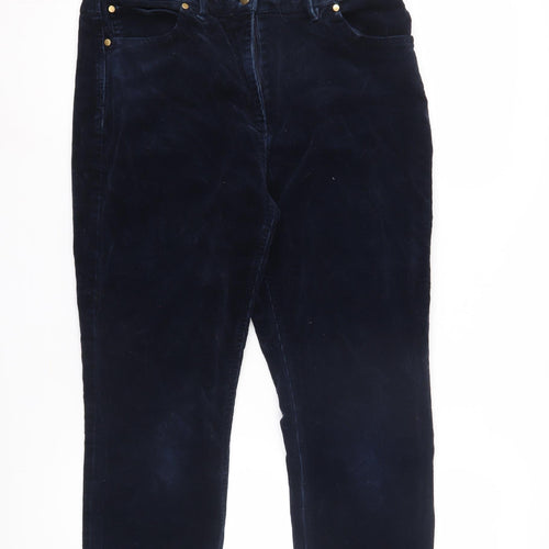 WoolOvers Women's Blue Trousers Size 12 Cotton Blend