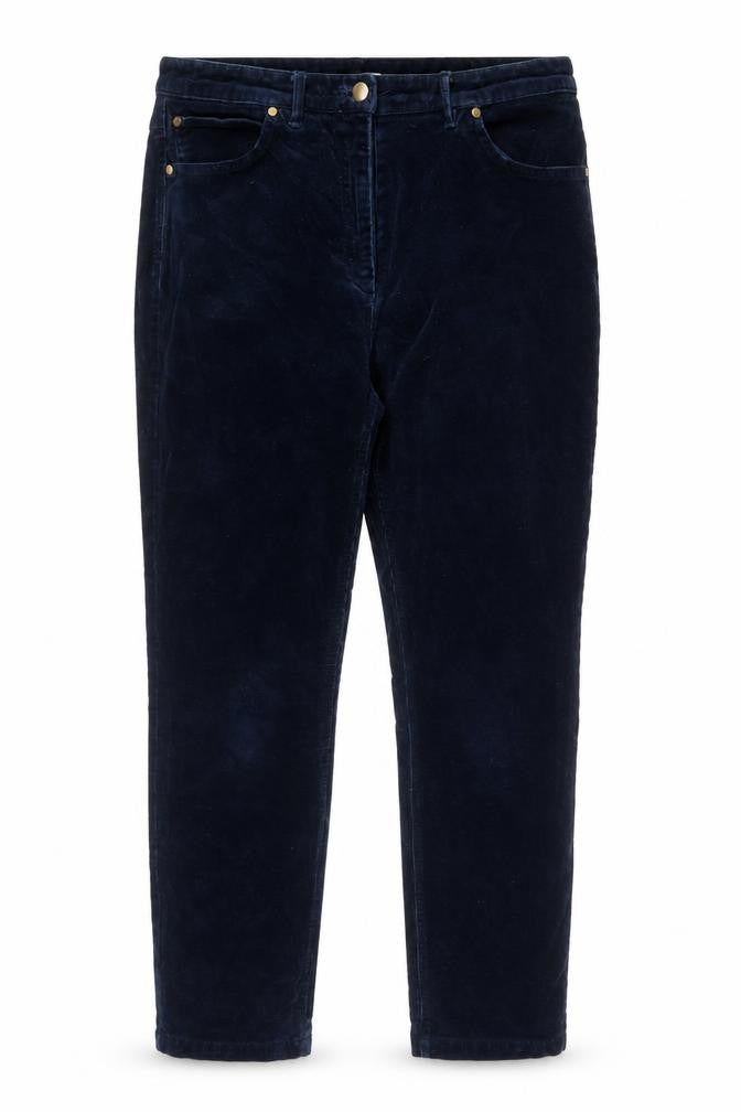 Front view of WoolOvers Women's Blue Trousers, size 12, Cotton Blend