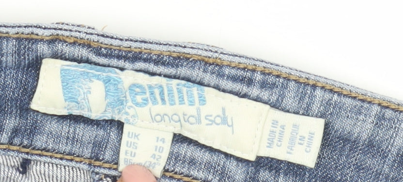 Long Tall Sally Women's Blue Wide-Leg Jeans, Size 14