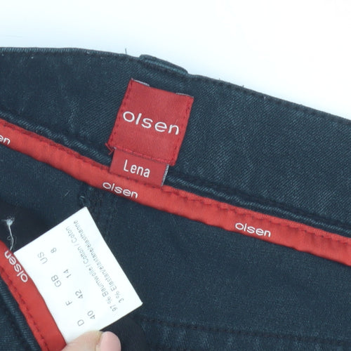 Olsen Women's Blue Straight Trousers Size 14