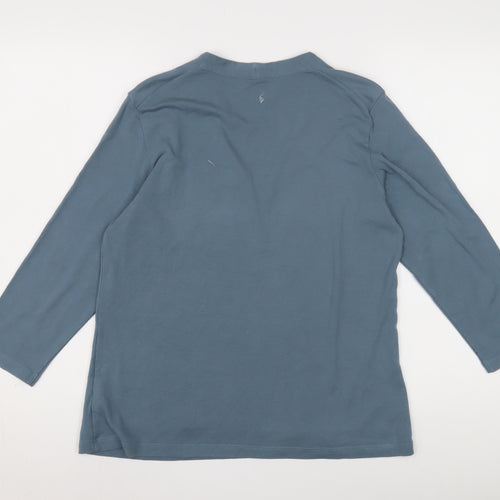 Orvis Women's Blue V-Neck 3/4 Sleeve Top Size L