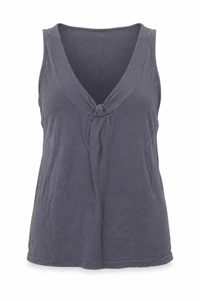 Front view of Gap Women's Grey V-Neck Tank Top, size S, Lyocell