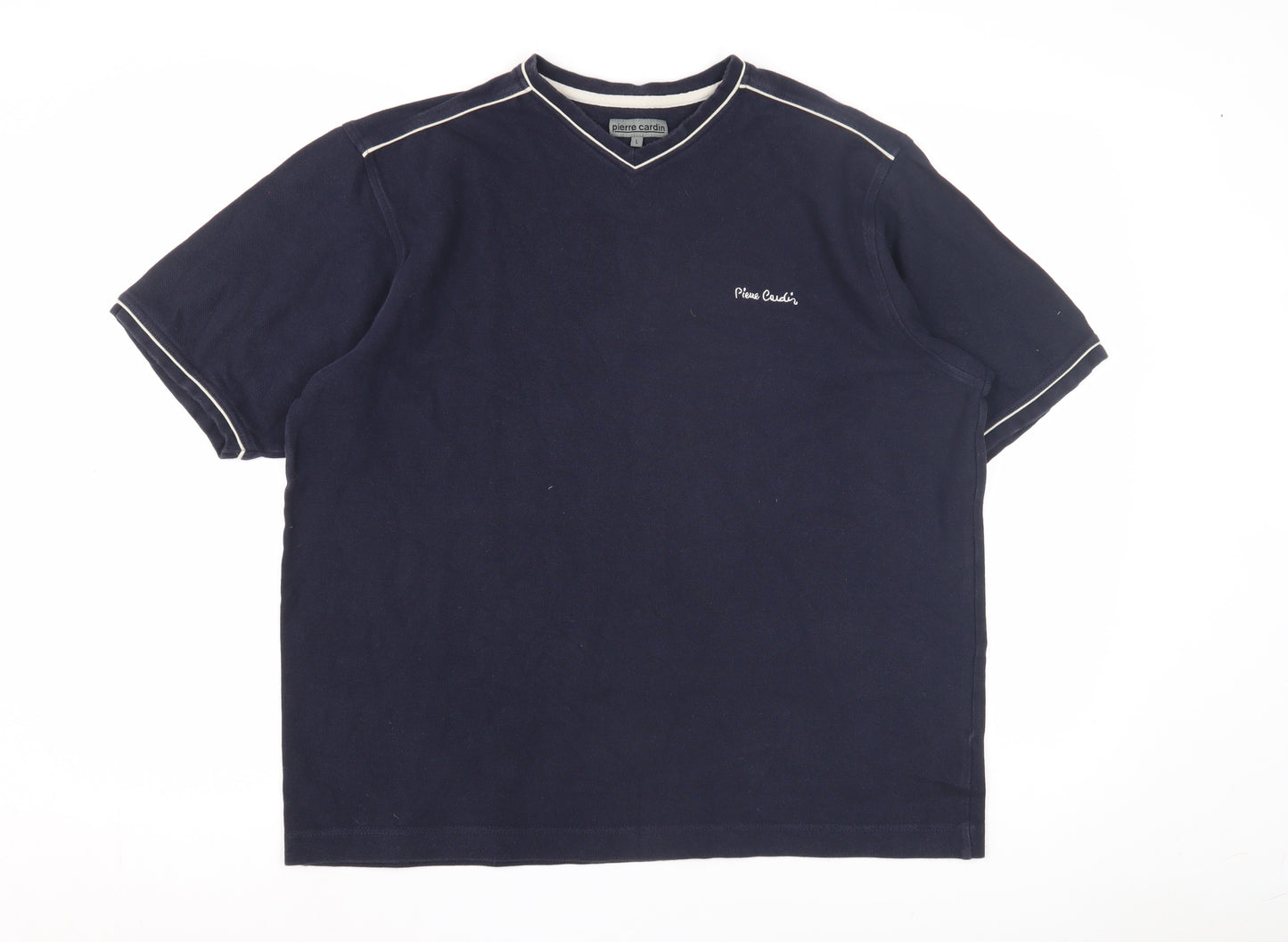 Pierre Cardin Men's Blue V-Neck T-Shirt L