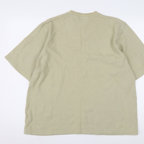 Timberland Men's Beige V-Neck T-Shirt, Large, Cotton, Logo