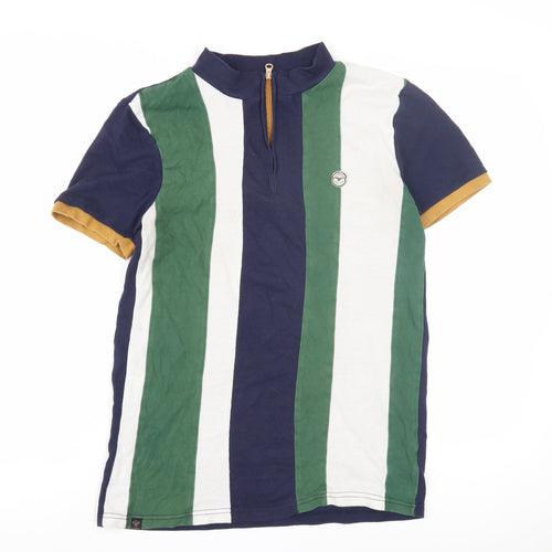 Le Breve Men's Striped High Neck T-Shirt, S, Multicoloured