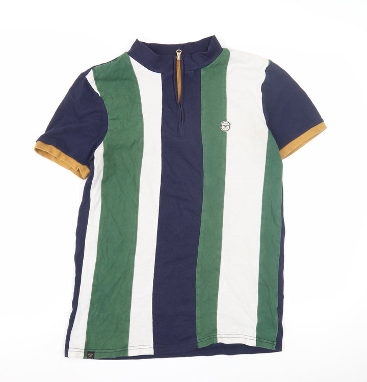 Le Breve Men's Striped High Neck T-Shirt, S, Multicoloured
