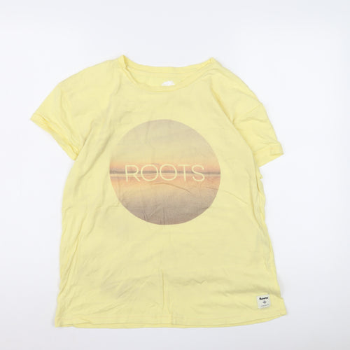 Roots Women's Yellow Medium Basic Cotton T-Shirt