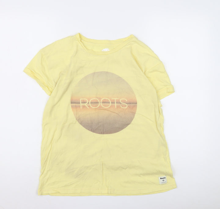 Roots Women's Yellow Medium Basic Cotton T-Shirt