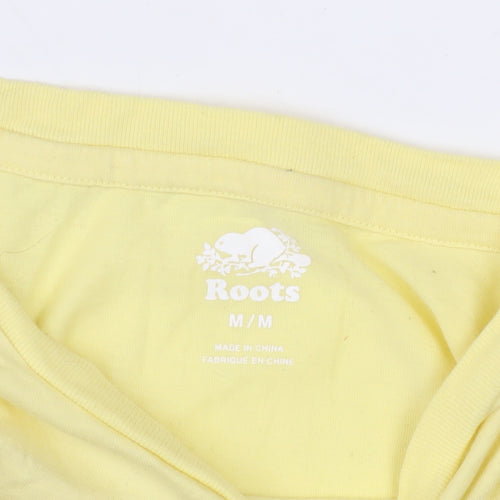 Roots Women's Yellow Medium Basic Cotton T-Shirt
