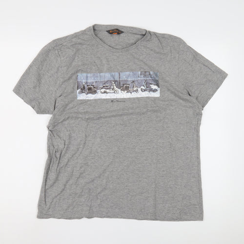 Ben Sherman Men's Grey Cotton T-Shirt Size Large