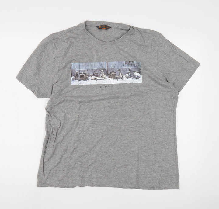 Ben Sherman Men's Grey Cotton T-Shirt Size Large
