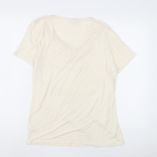 Cotton Traders Women's Ivory Cowl Neck T-Shirt M