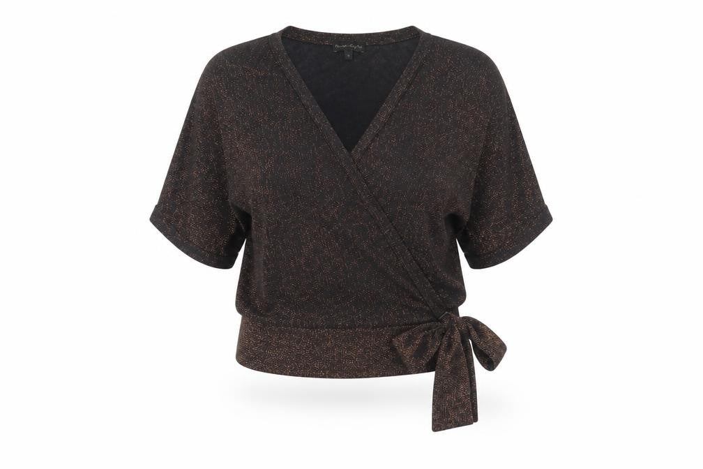 Front view of Phase Eight Women's Black Wrap Blouse -, size S, Party Style