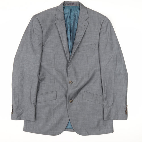 Greenwoods Men's Grey Single-Breasted Blazer, Size 38