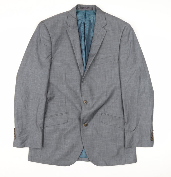 Greenwoods Men's Grey Single-Breasted Blazer, Size 38