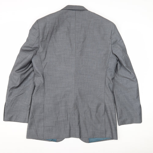 Greenwoods Men's Grey Single-Breasted Blazer, Size 38