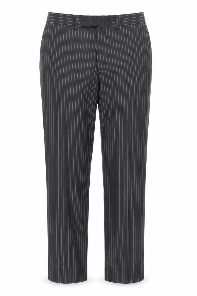 Front view of Next Women's Black Striped Wool Trousers 28