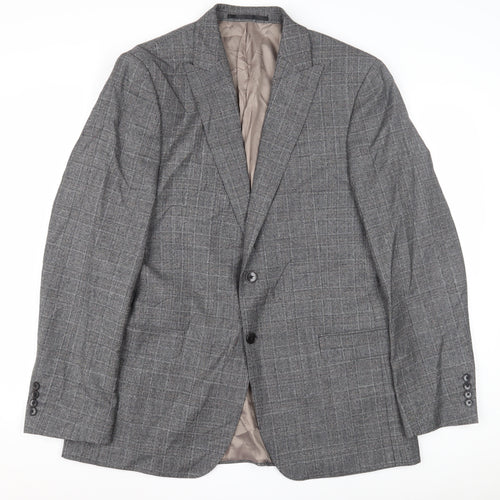 John Lewis Grey Check Wool Men's Blazer 42 Long