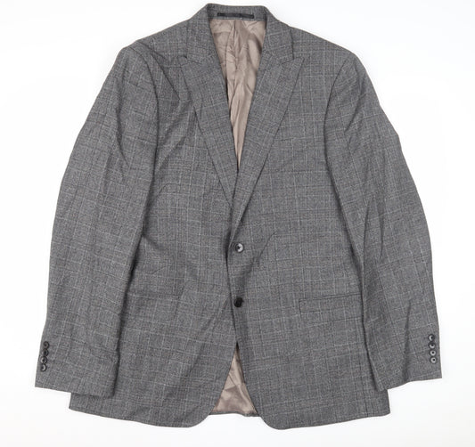 John Lewis Grey Check Wool Men's Blazer 42 Long