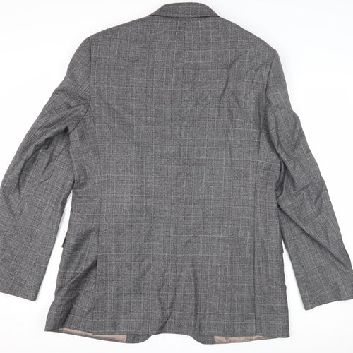 John Lewis Grey Check Wool Men's Blazer 42 Long