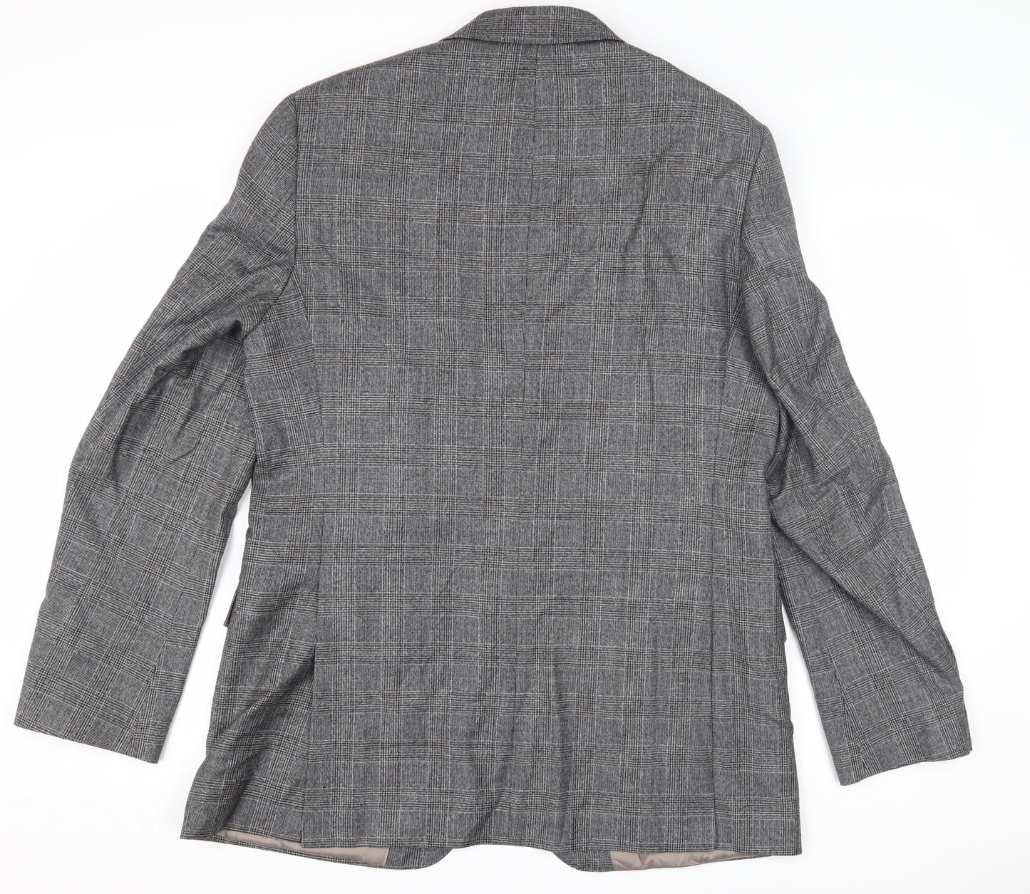 John Lewis Grey Check Wool Men's Blazer 42 Long